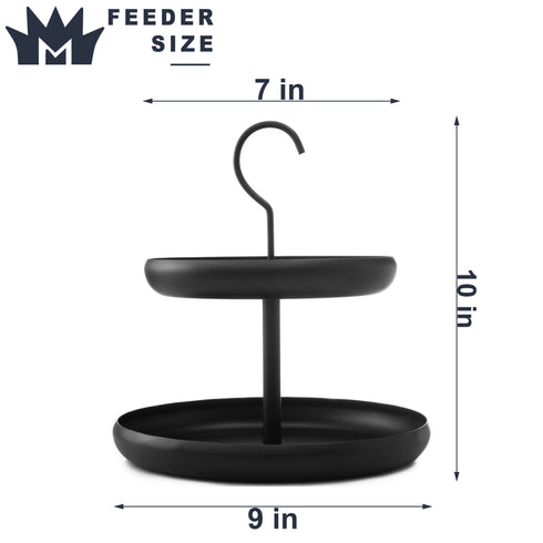 Hanging Metal 2-Tier Bird Feeder, Black